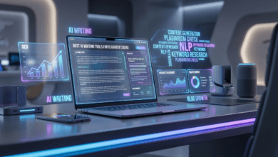 Best AI Writing Tools for Bloggers (2026) comparison illustration