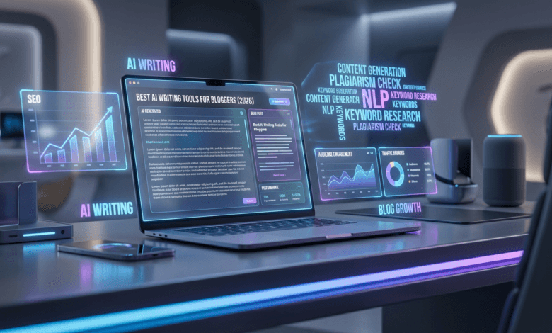 Best AI Writing Tools for Bloggers (2026) comparison illustration